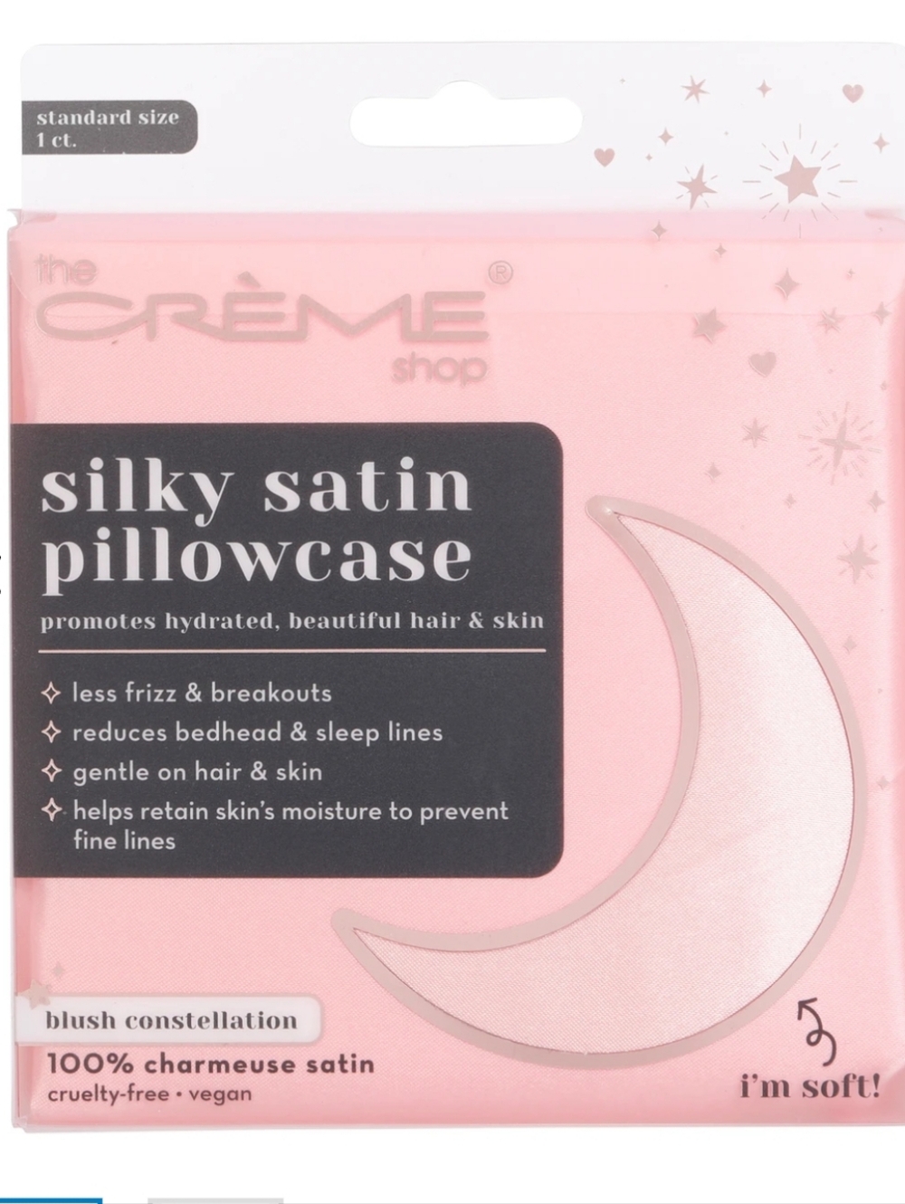The Crème Shop Silky Satin Pillowcase - Blush Constellation